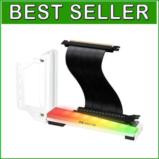 White Vertical GPU Bracket with ARGB Lighting - Supports Most Graphics Cards