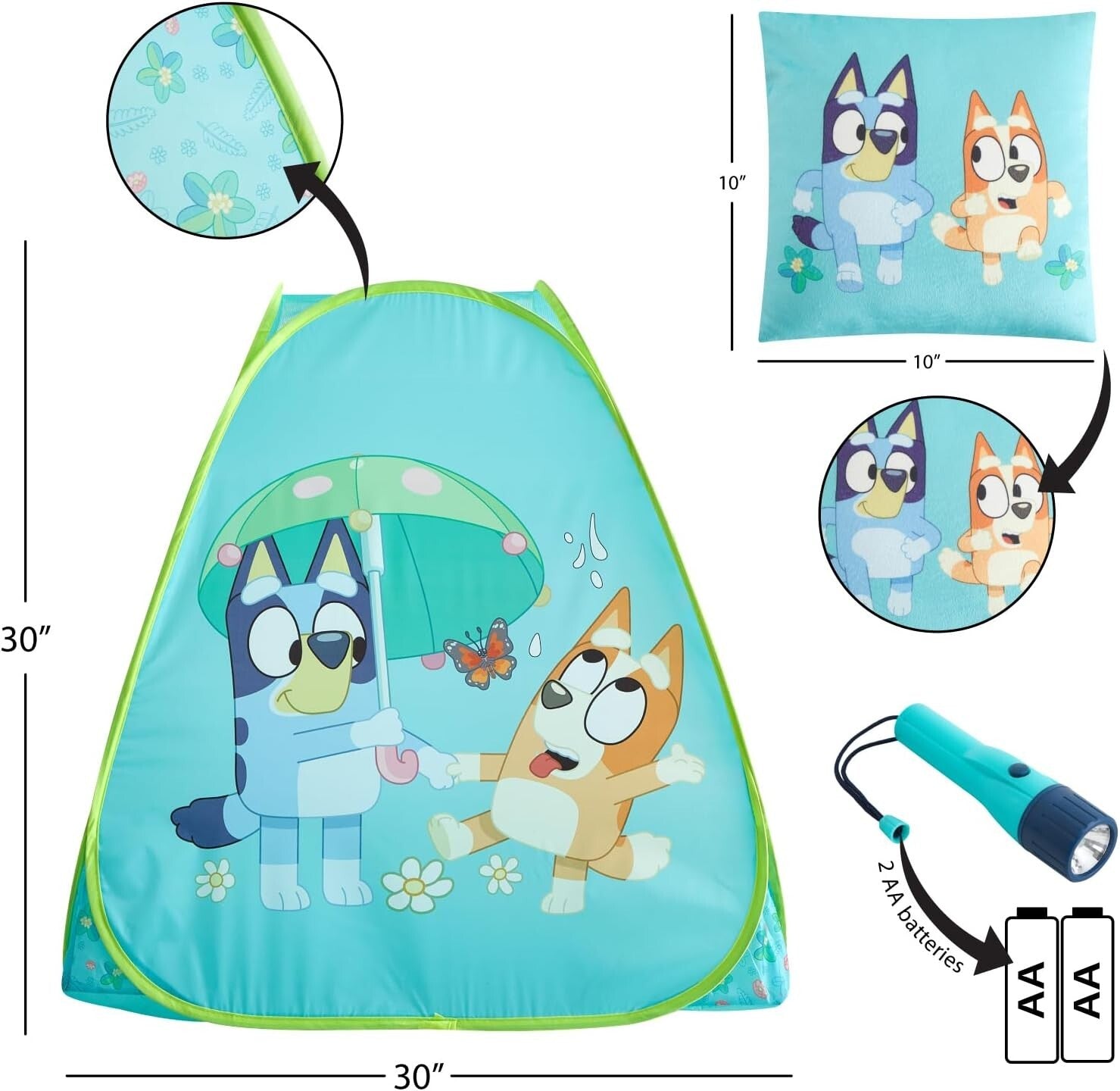 Delightful Bluey Pop-Up Play Tent with Bonus Pillow & Flashlight - Perfect Gift!