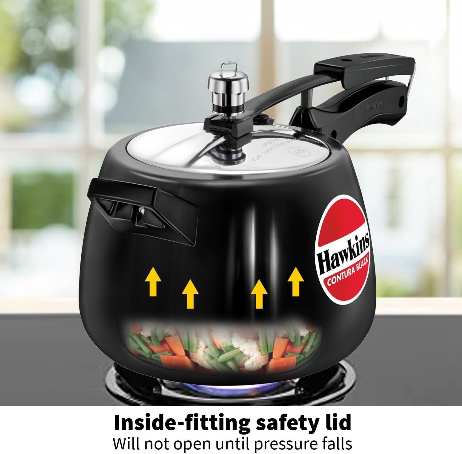 4L Hard Anodized Black Pressure Cooker - Modern Design for Fast Cooking