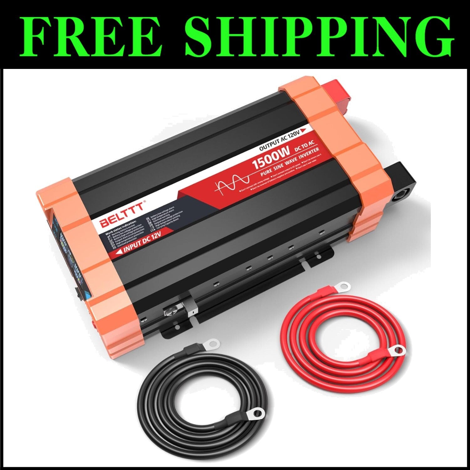 Efficient 1500W DC to AC Inverter with Dual Sockets & USB - Perfect for Camping