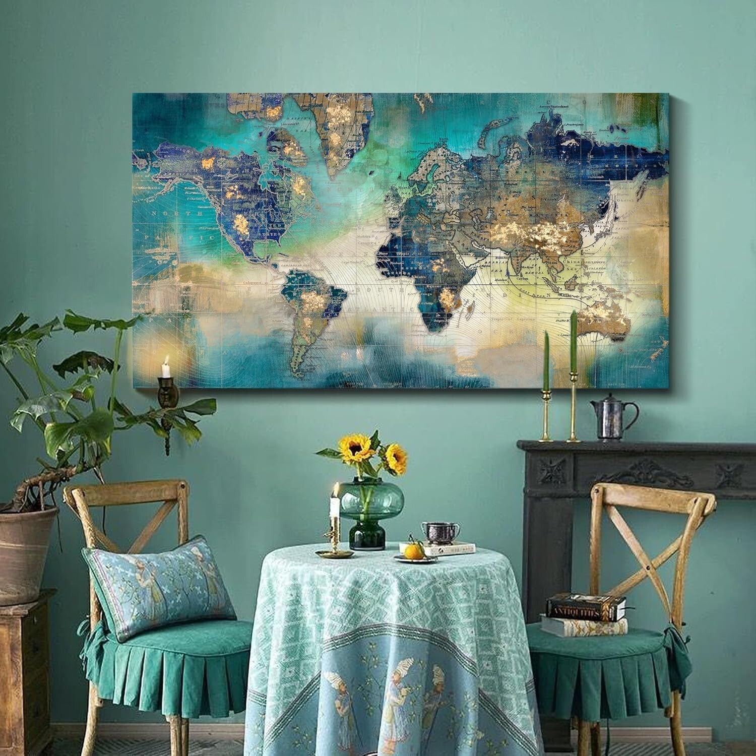 Captivating 24x48 World Map Canvas Wall Art - Perfect for Living Room & Office