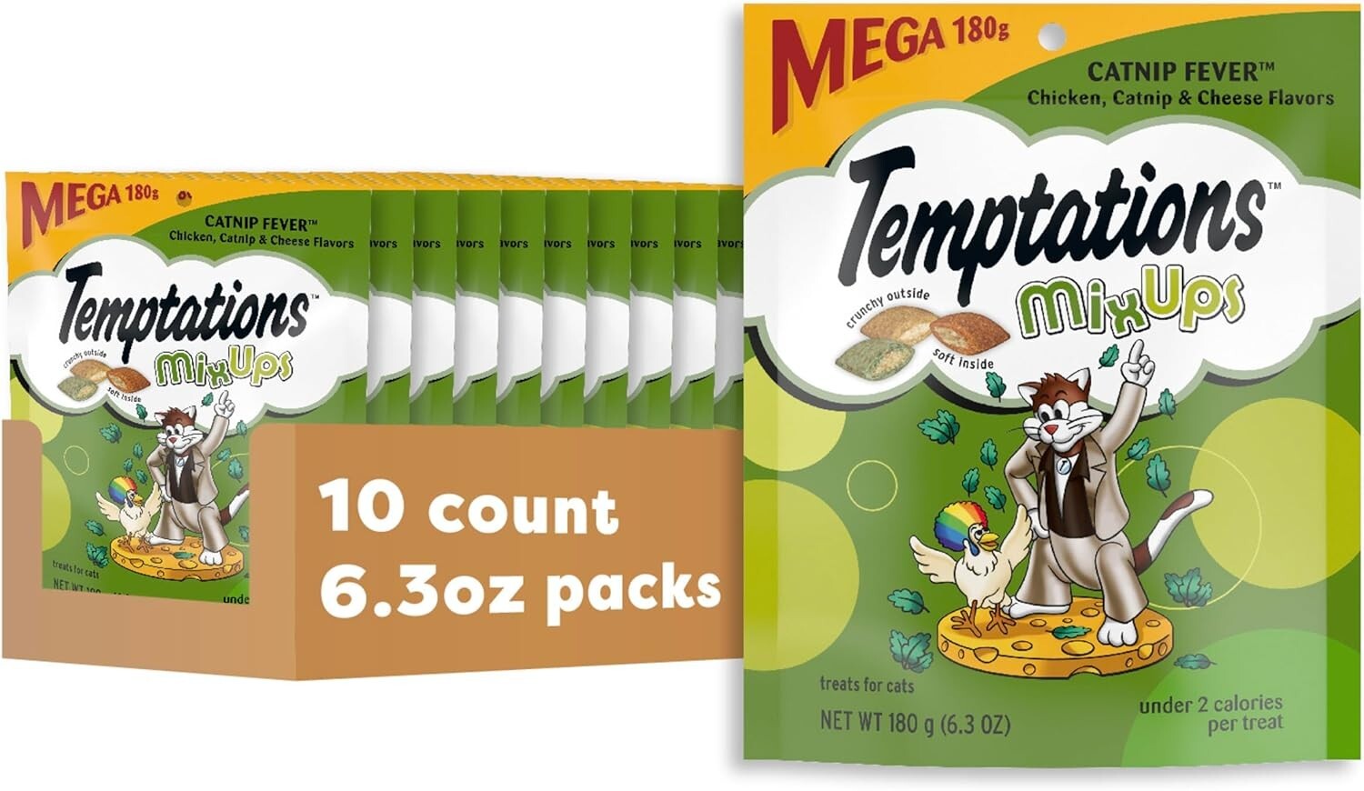 Value Pack: MixUps Catnip Fever Cat Treats - Crunchy & Soft, 6.3 oz Pouches