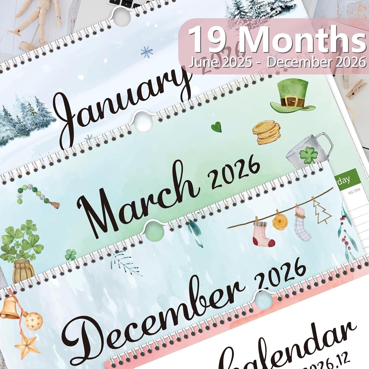 Beautiful Watercolor Extra Large Wall Calendar 2025 - 36x24 Planning Masterpiece