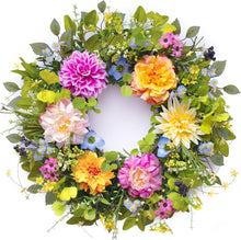 Load image into Gallery viewer, Durable Silk Spring Wreath with Peony &amp; Dahlia - Perfect for Every Occasion