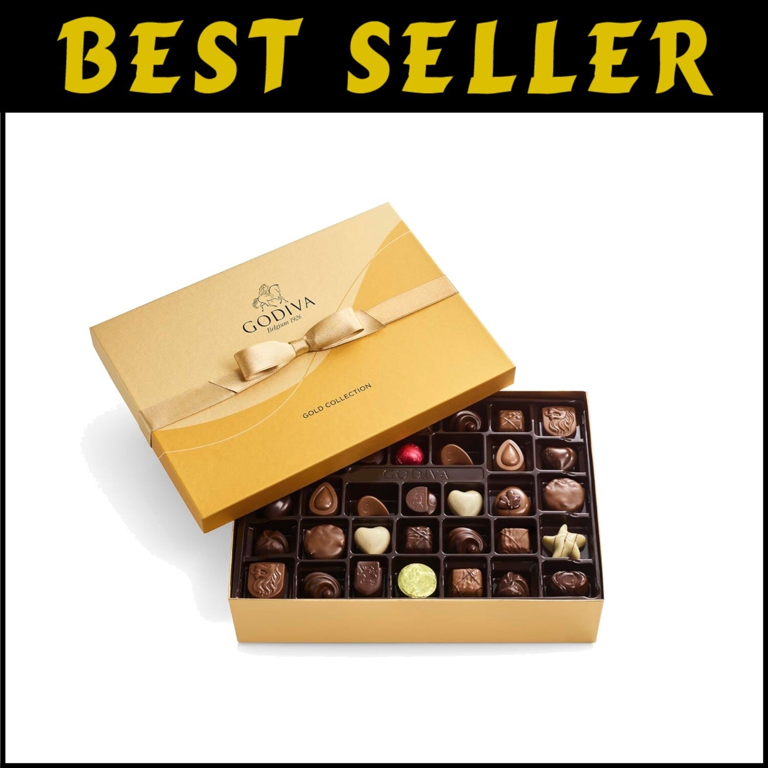 Godiva Gold Ribbon 72-Piece Gourmet Chocolate Gift Box - Indulgent Variety Pack