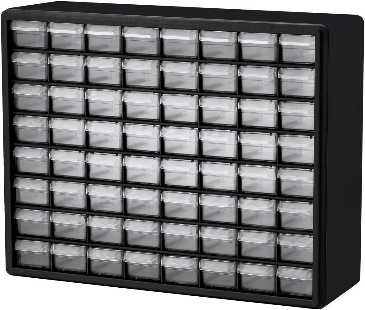 64-Drawer Heavy-Duty Plastic Storage Cabinet for Garage & Classroom Organization