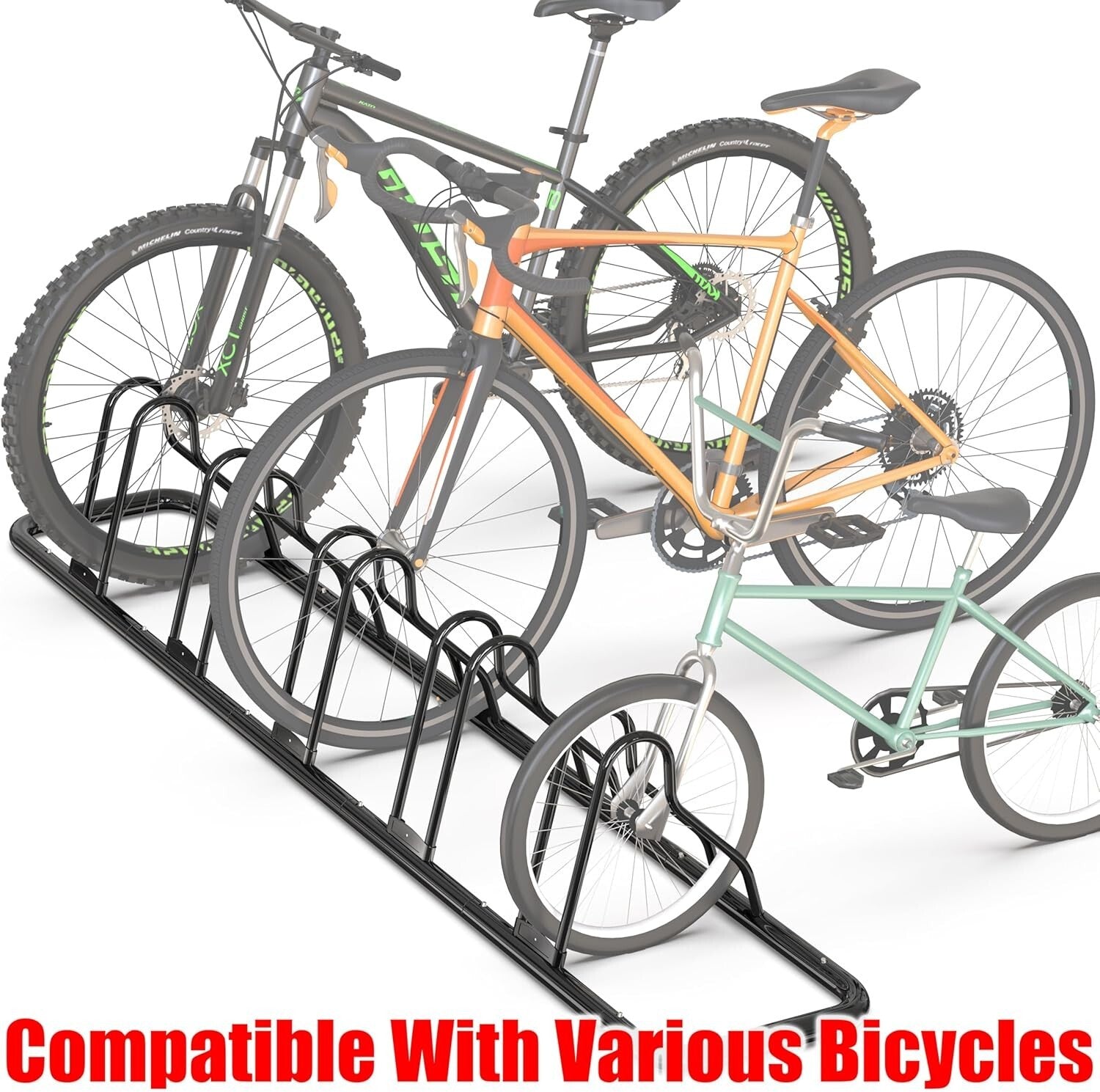 5-Compartment Bicycle Parking Rack - Easy Assembly & Sturdy Powder Coated Finish