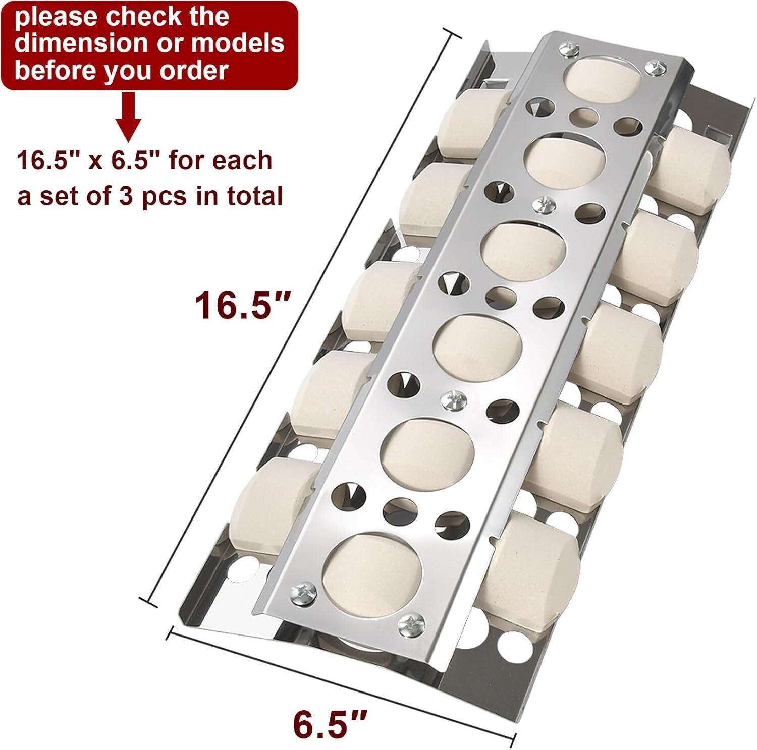 Durable 16.5" Stainless Steel Heat Trays with Ceramic Briquettes for BBQ Grills