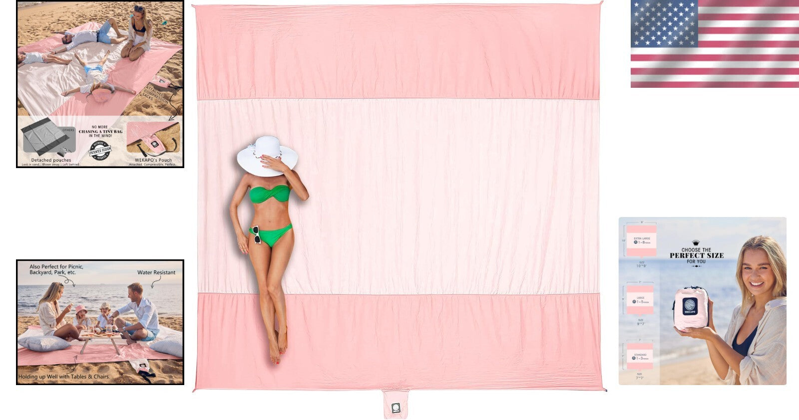 Extra Large Sandproof Beach Blanket - Lightweight, Water Resistant and Compact