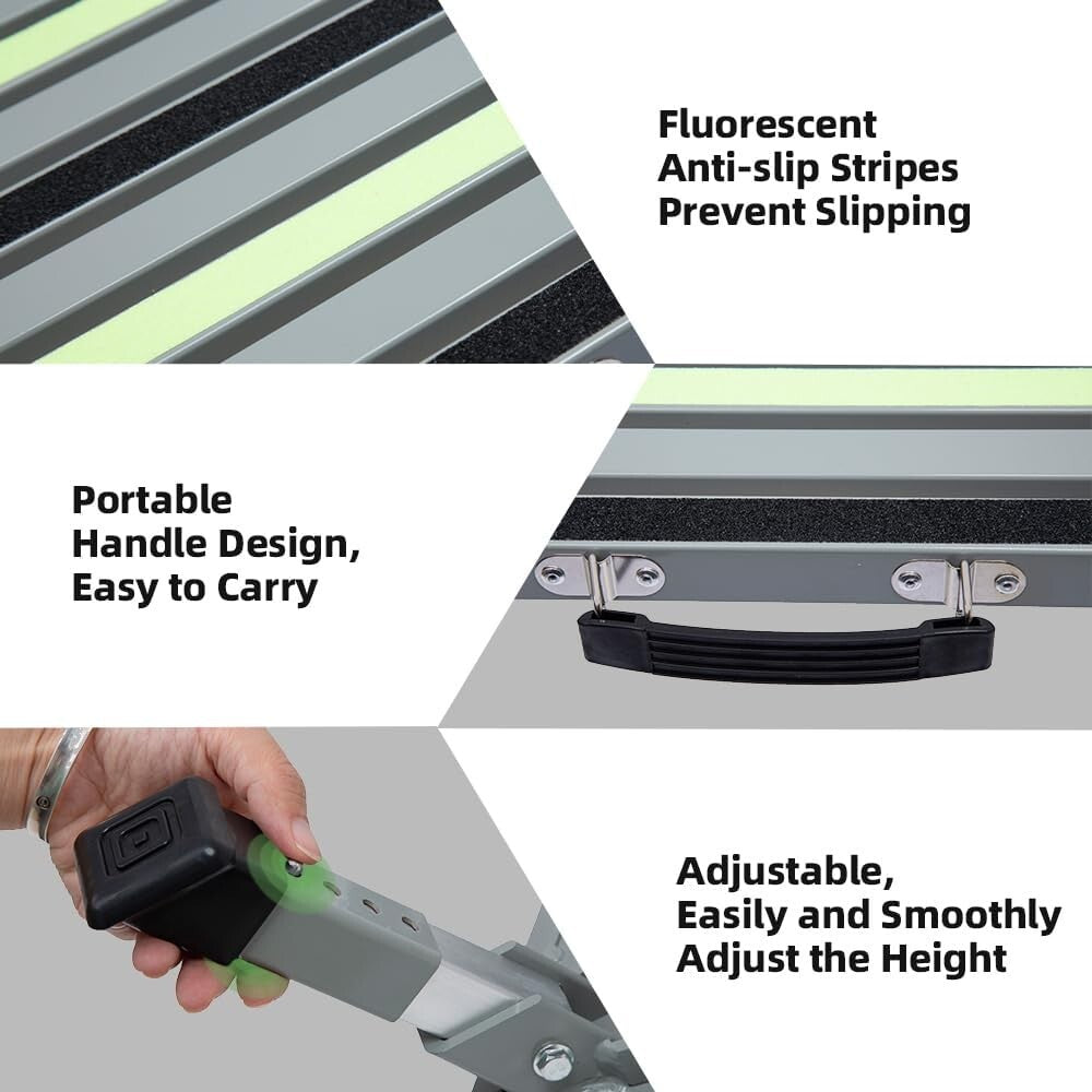 Heavy Duty Adjustable Folding RV Steps - Supports 1000 lbs with Anti-Slip Feet