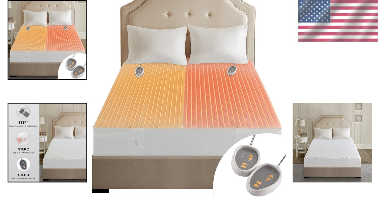 Electric Quilted Mattress Pad - King, 10-Hour Auto Shut-Off, Dual-Sided Comfort