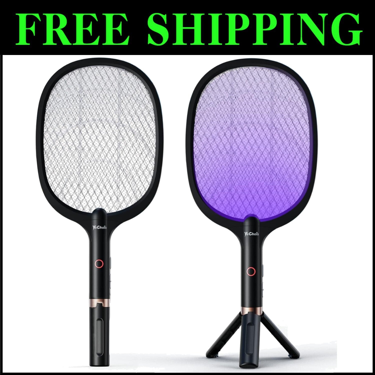 Portable 2-in-1 Electric Fly Zapper Racket - Rechargeable & UV Lights Included