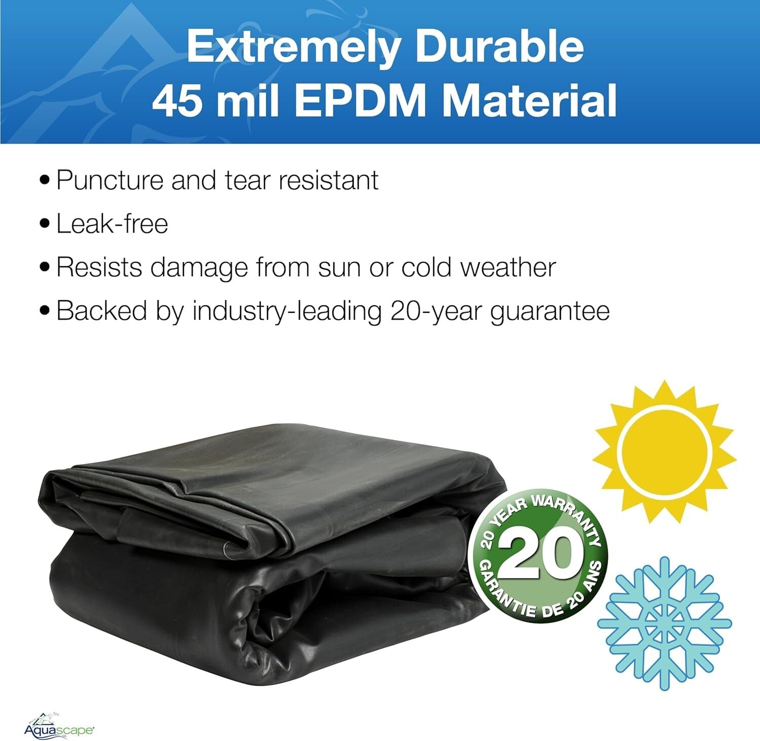 45 Mil EPDM Water Feature Liner - Easy Installation, 20-Year Guarantee