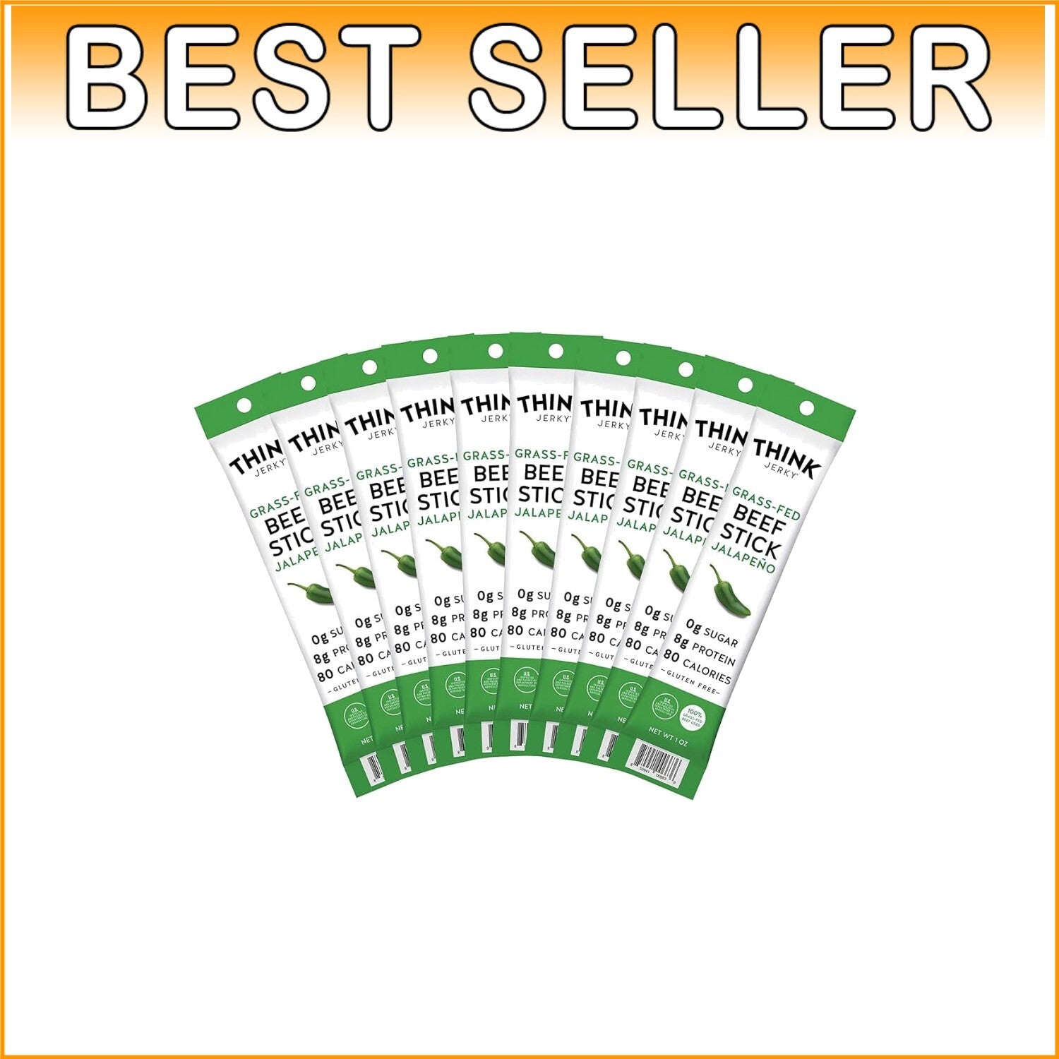 Chef-Crafted Jalapeno Beef Sticks - 10 Packs of Sugar-Free, Keto-Friendly Snacks