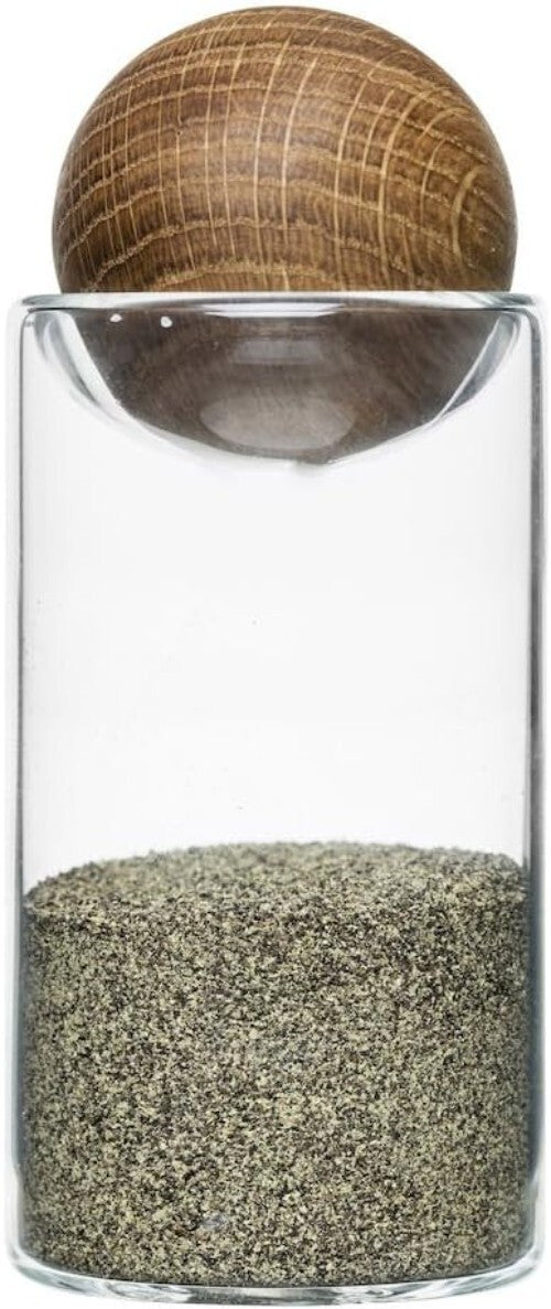 Decorative 4.5-Inch Glass Salt & Pepper Set with Oak Stoppers - Perfect Gift