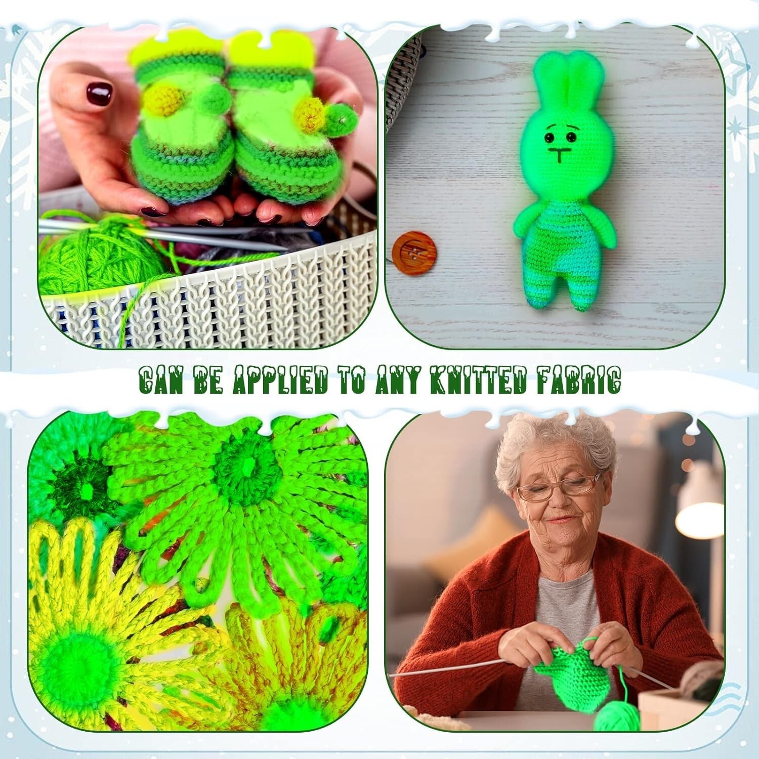 15-Pack Glow in The Dark Yarn Rolls - Perfect for Colorful DIY Crafts & Knitting