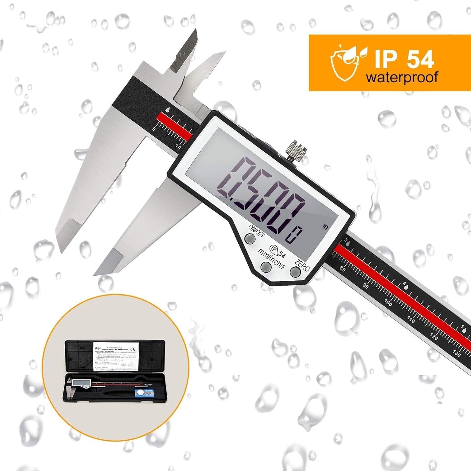 8-Inch Stainless Steel Digital Caliper - Extreme Accuracy with Large LCD Display