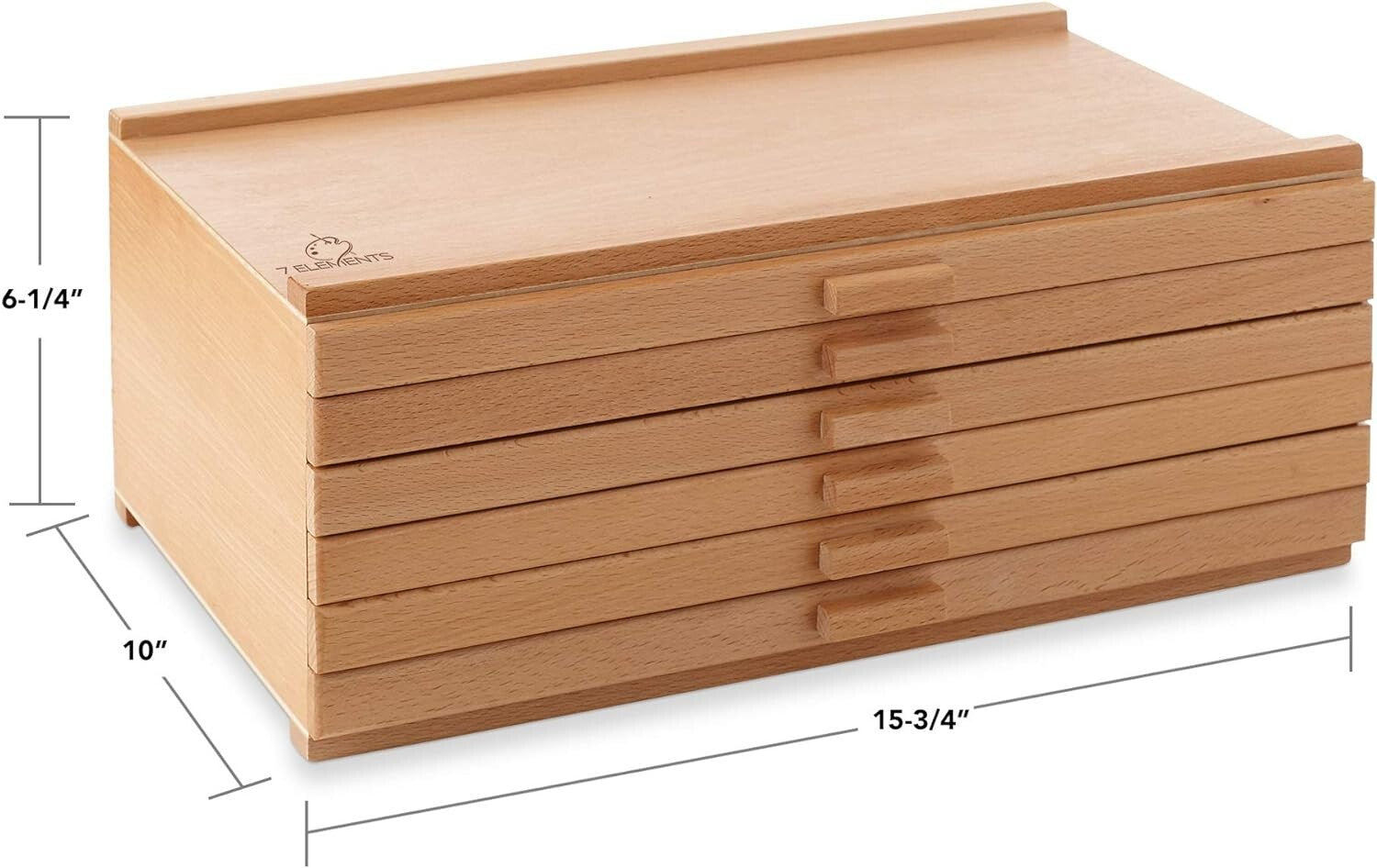Elegant 6-Drawer Beech Wood Artist Supply Box - Perfect for Pencils & Brushes