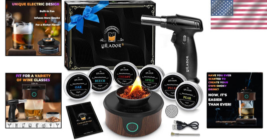 Electric Cocktail Smoker Kit with Torch - Elevate Whiskey & Bourbon Flavors