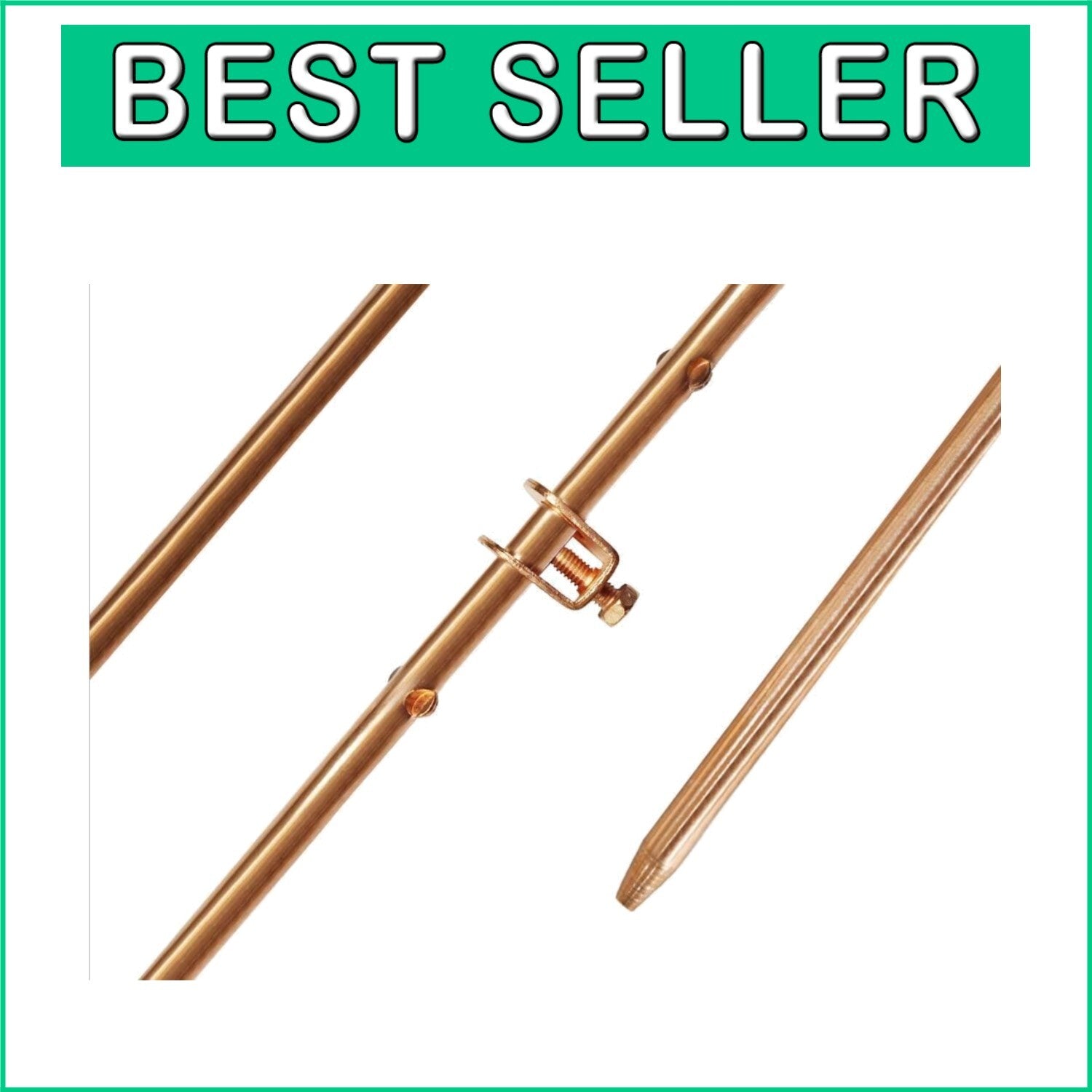 4 Premium Copper Bonded Ground Rods with Clamps - Essential for Grounding Needs