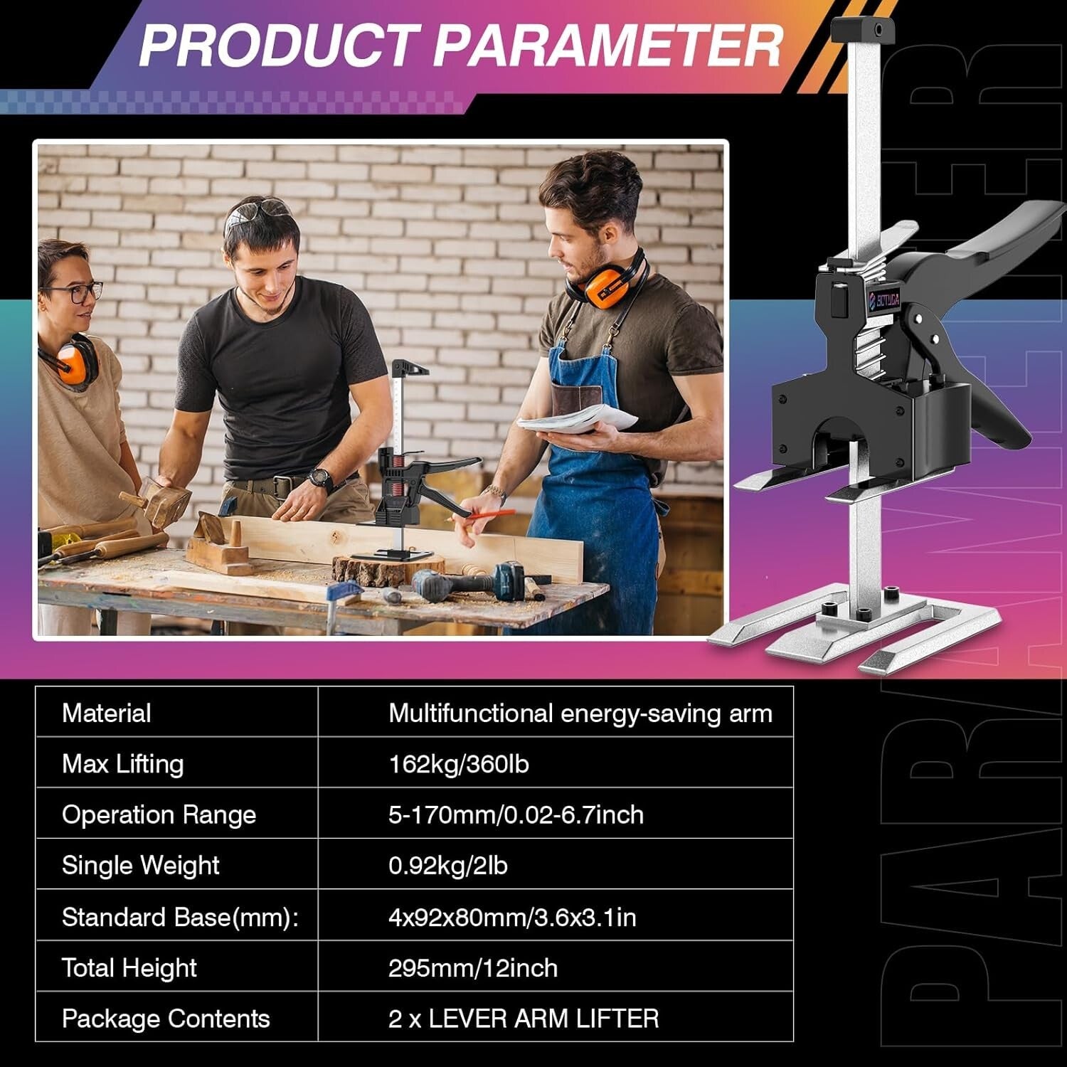 Effortless 360 lbs Hand Lifting Jack - 12 In. Adjustable Tool for Home Projects