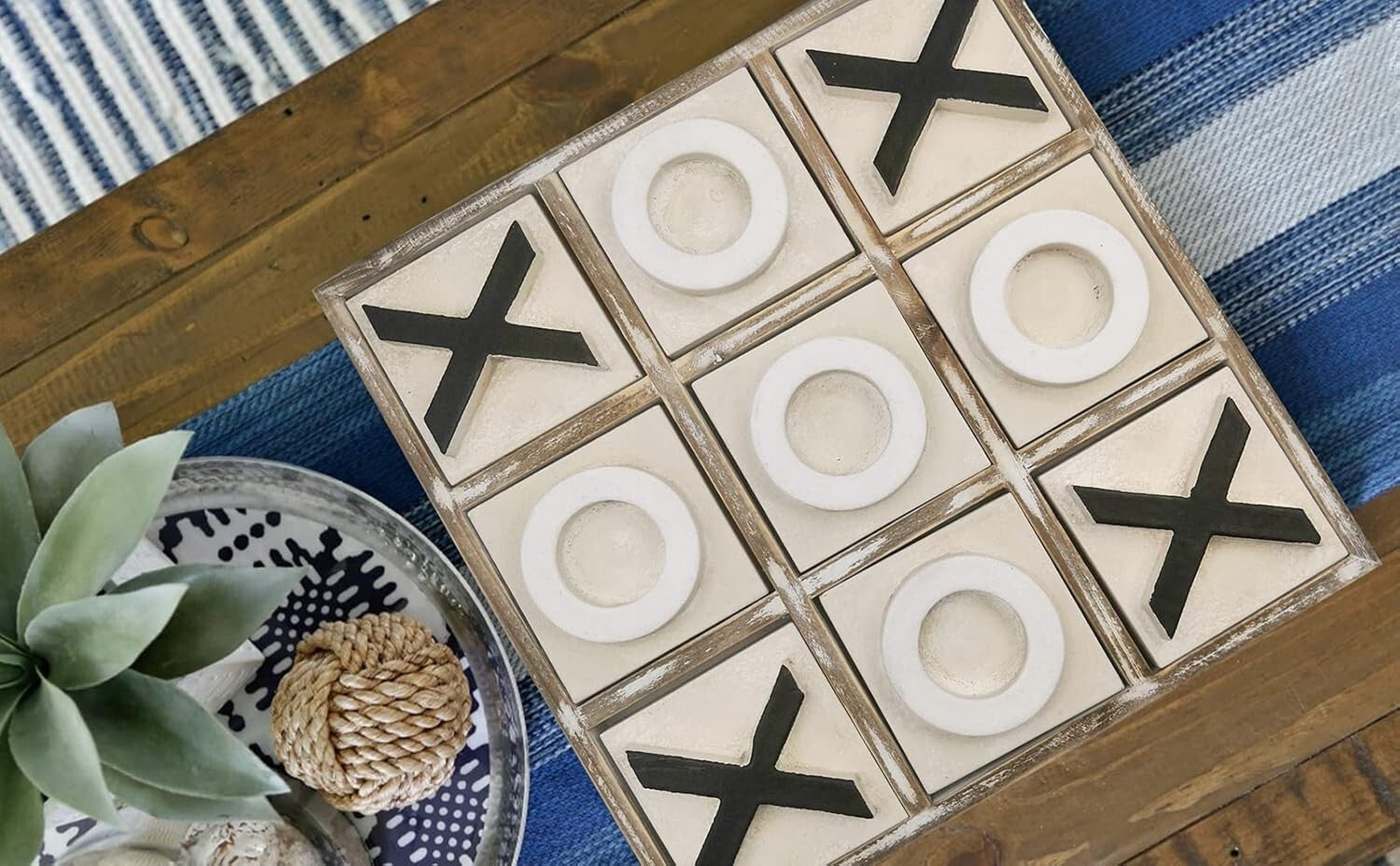 Eco-Friendly 12.6-Inch Tic Tac Toe Game - Rustic Decor for Home & Parties