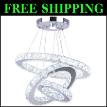 Load image into Gallery viewer, Luxury Adjustable 3-Ring LED Pendant Light - Crystal Round Ceiling Fixture