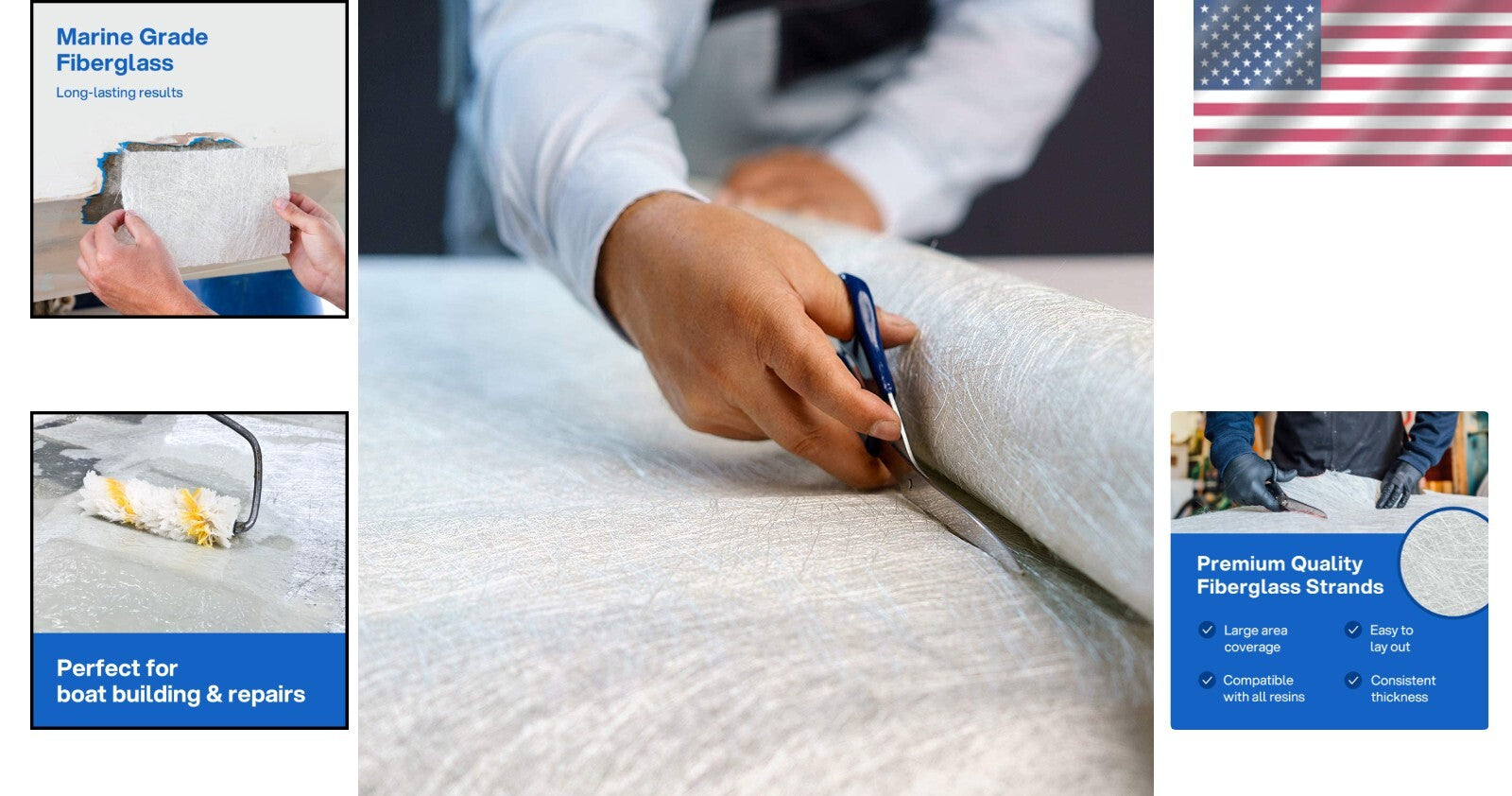 Premium 1.5 Oz Chopped Strand Fiberglass Mat - 125 sq ft Roll for Easy Repairs