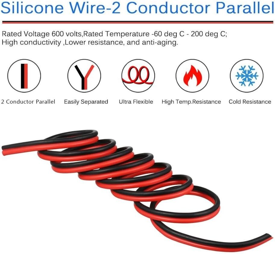 Ultra-Flexible 10 AWG Silicone Wire Spool 25ft - 600V Rated for Versatile Use