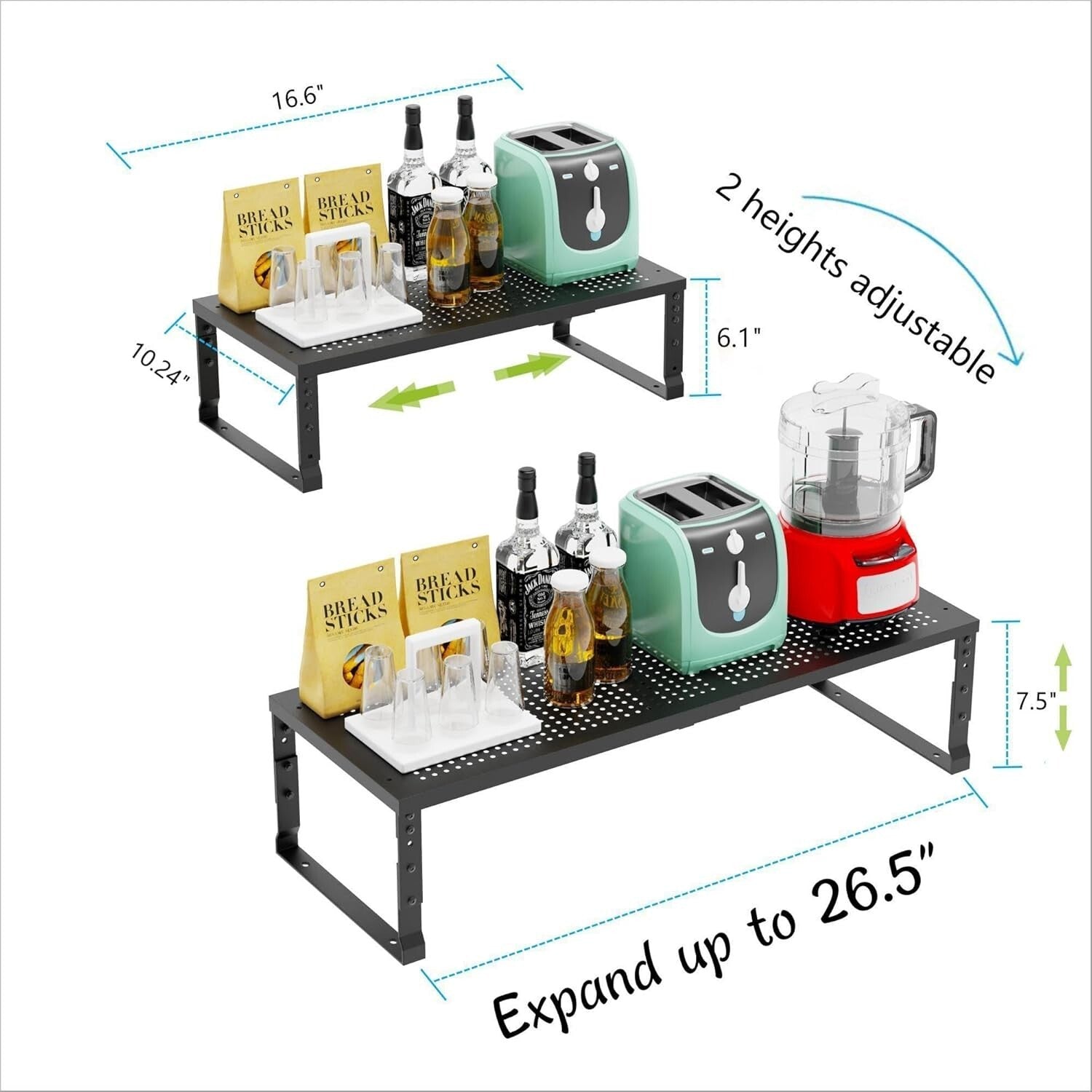 Expandable & Stackable Kitchen Organizer - Adjustable Metal Spice Rack Set