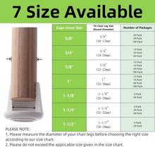 Load image into Gallery viewer, 7/8" Inner Diameter Chair Leg Caps - 100 Pack Non-Slip Rubber Round Protectors