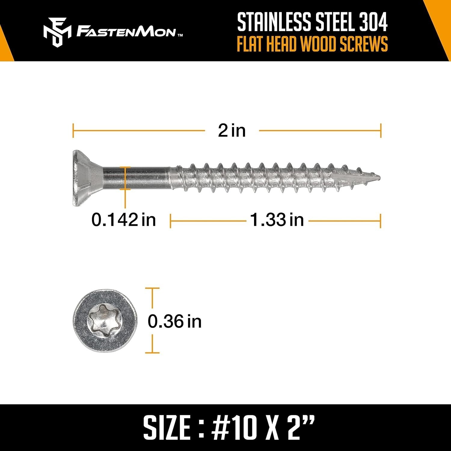 Versatile 300 PCS Stainless Steel Deck Screws - Flat Head with T25 Bit Included