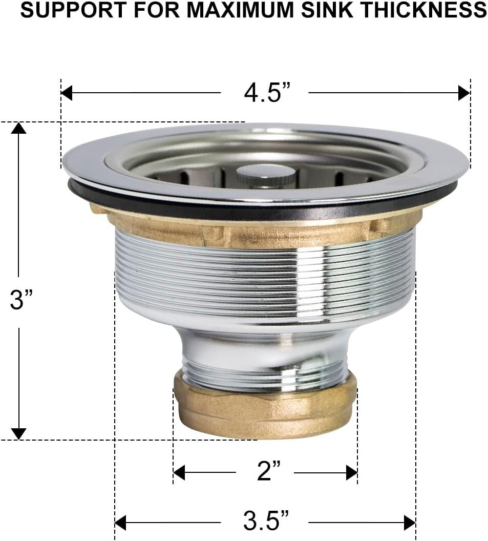 Durable Stainless Steel Sink Drain Assembly - Easy to Install & Clean, 1.79 Size