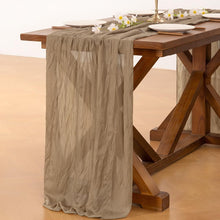 Load image into Gallery viewer, Nude Brown Cheesecloth 120 Inch Table Runner Set of 15 for Weddings &amp; Events