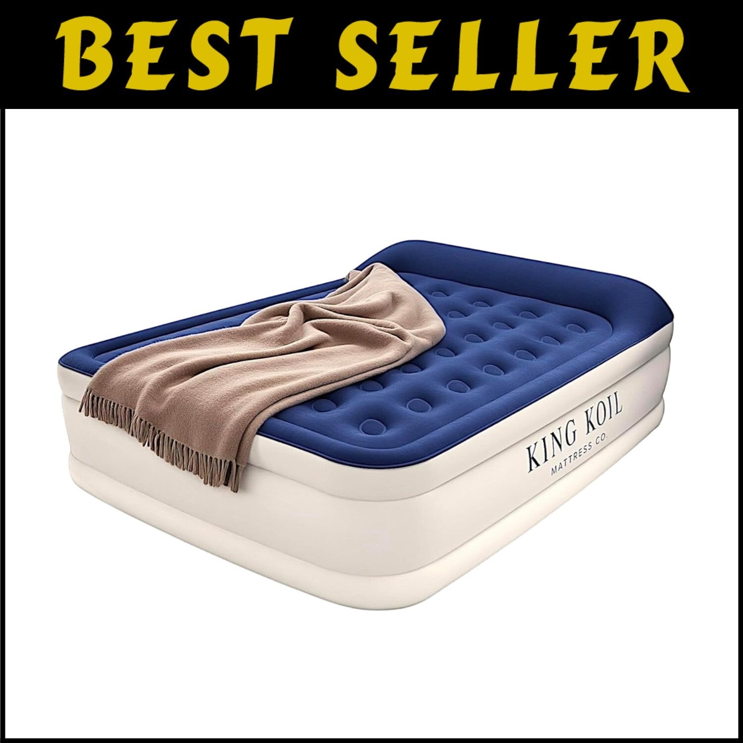 Fast-Inflate Full Size Air Mattress with Built-in Pump - Waterproof & Portable