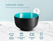 Load image into Gallery viewer, Deep Ceramic Soup Bowls Set: 4 Elegant Ramen Bowls - Microwave &amp; Dishwasher Safe