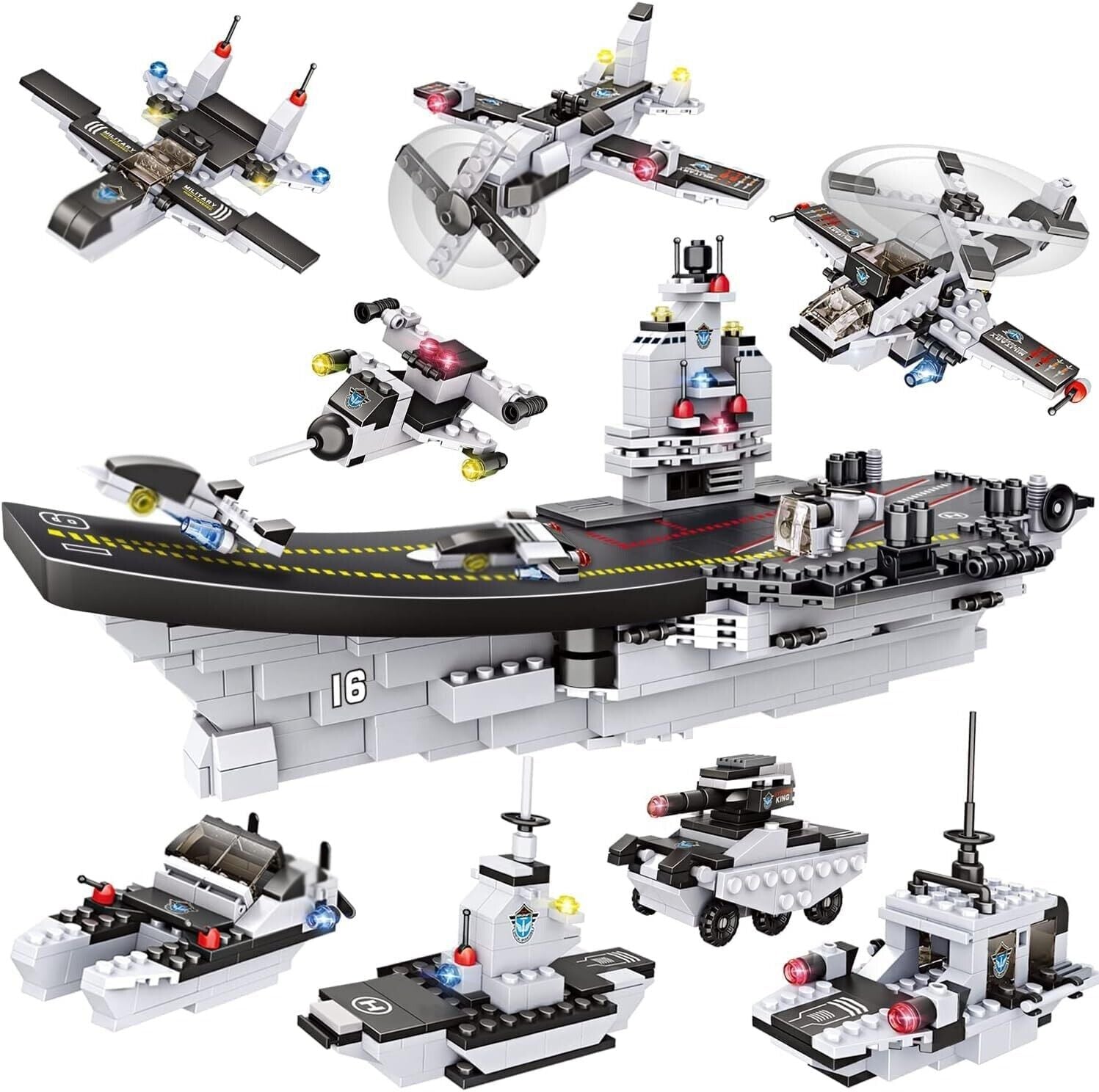 1320-Piece Aircraft Carrier Building Blocks Set - Military Adventure for Kids