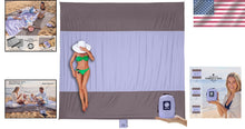Load image into Gallery viewer, Oversized Waterproof Beach Mat with 6 Stakes and Corner Pockets for Stability