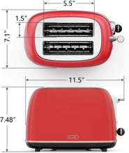 Load image into Gallery viewer, Stylish 850W Retro Toaster: 2 Slice, 1.5'' Slots, Defrost &amp; High Lift Features