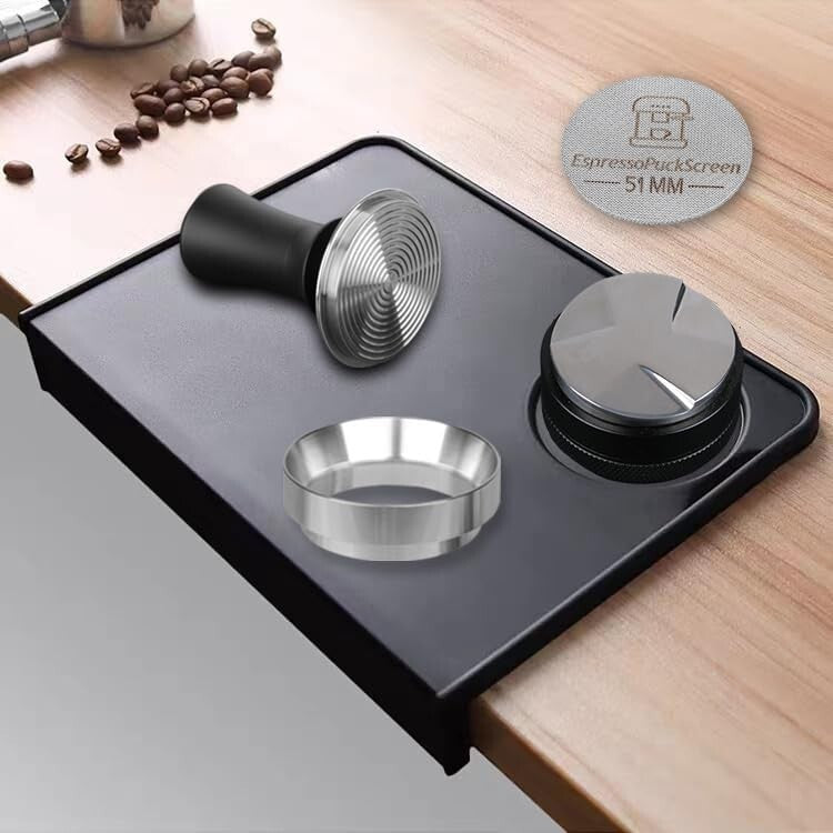 Professional 51mm Espresso Tamper Set: Adjustable Distributor & Puck Screen