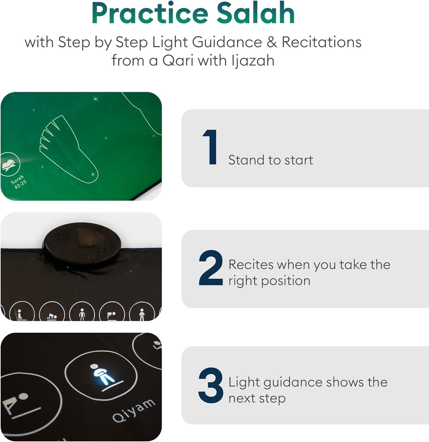 Modern Touch-Sensitive Prayer Mat for Adults - Interactive Salah Learning Aid