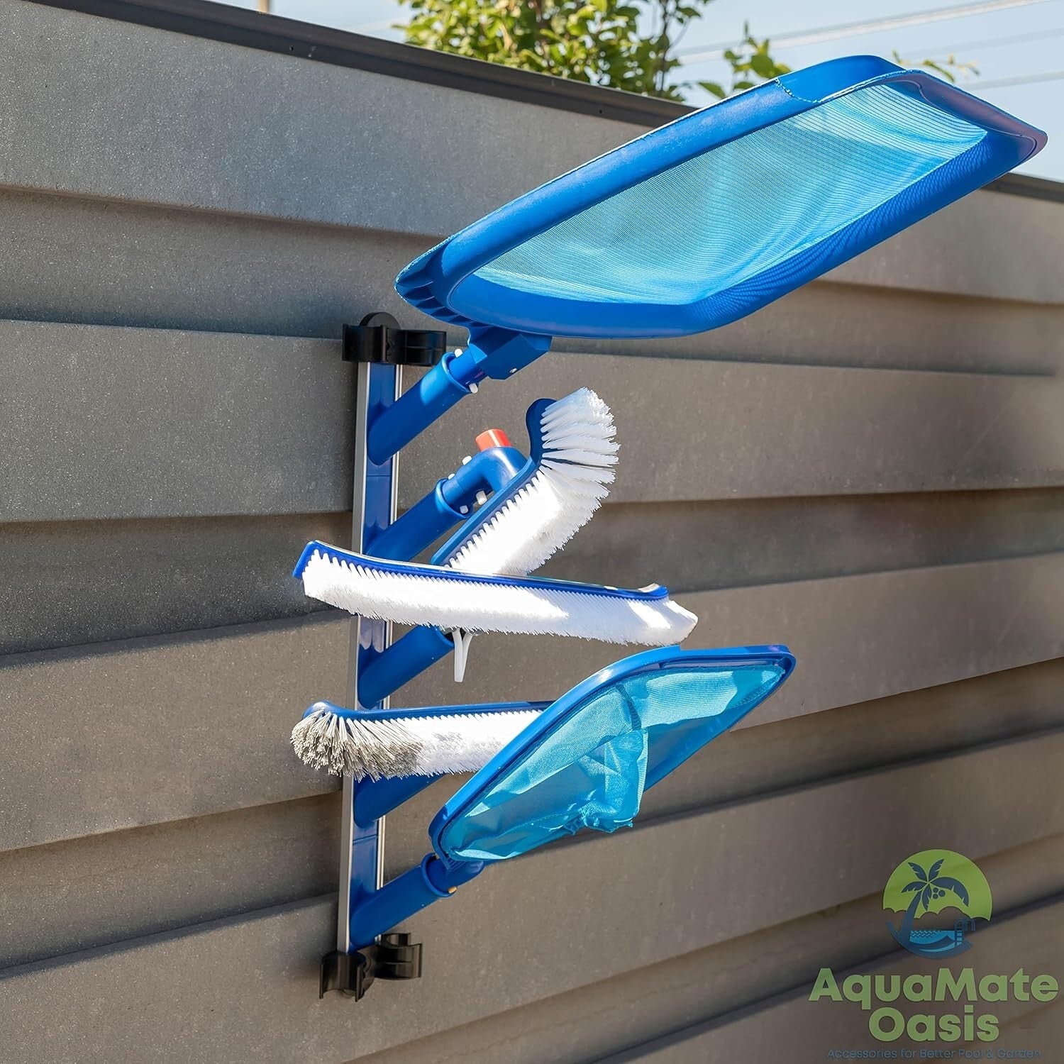 Organize Your Pool Area: Weatherproof Accessories Holder with Pole Support