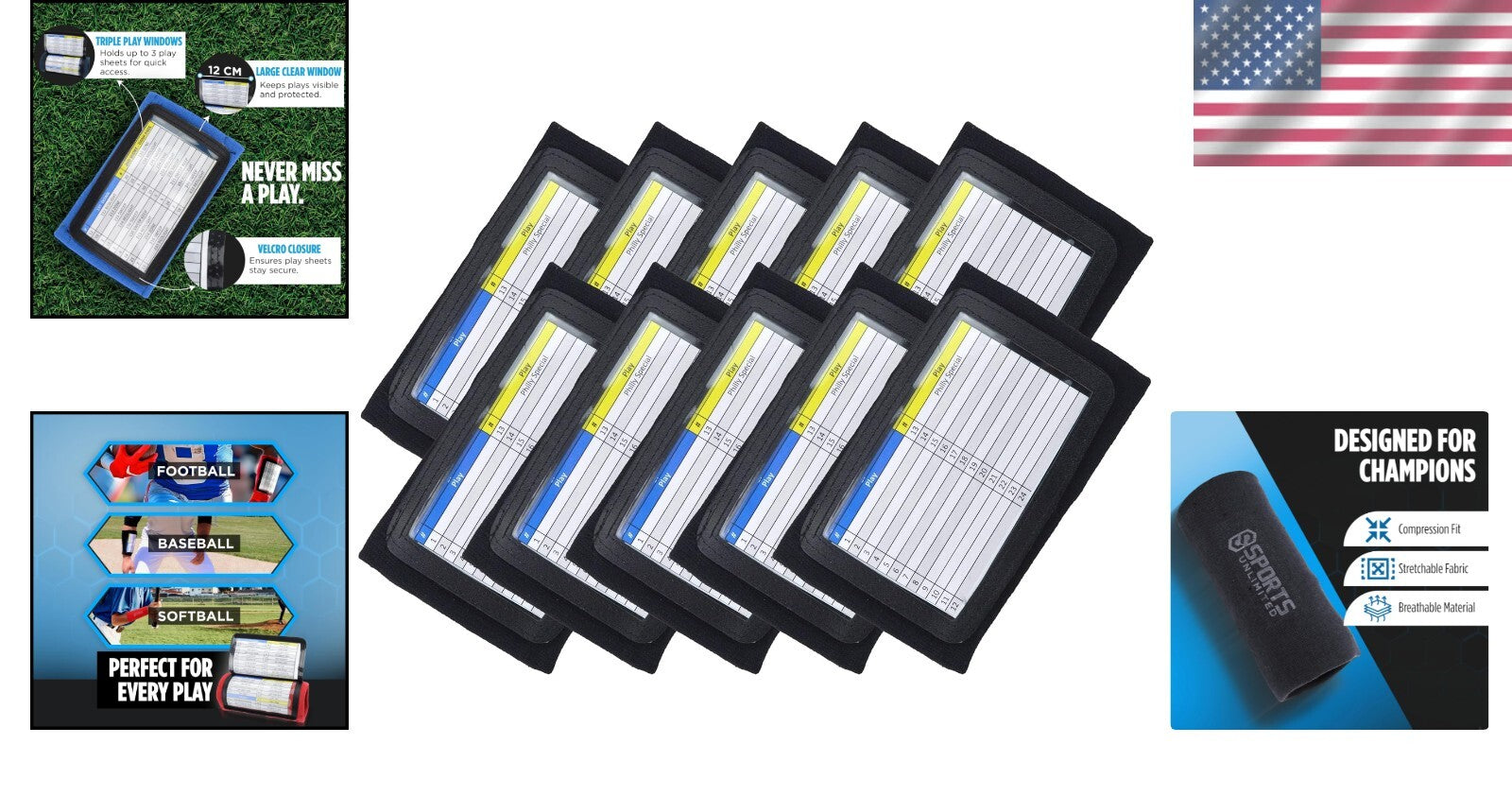 Flexible Silicone Football Play Wristbands - Pack of 10 for Coaches and Players