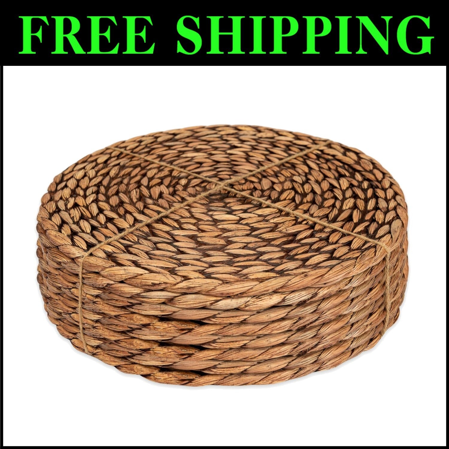 Heat-Resistant Handwoven Water Hyacinth Placemats - Stylish Round Set of 8