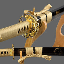 Load image into Gallery viewer, Combat-Ready Gold Dragon Katana - 70cm Length with Beautiful Hardwood Handle