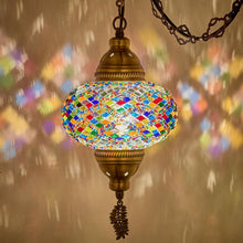 Load image into Gallery viewer, Mediterranean-Style Hanging Pendant Light - Large Mosaic Globe with Switch