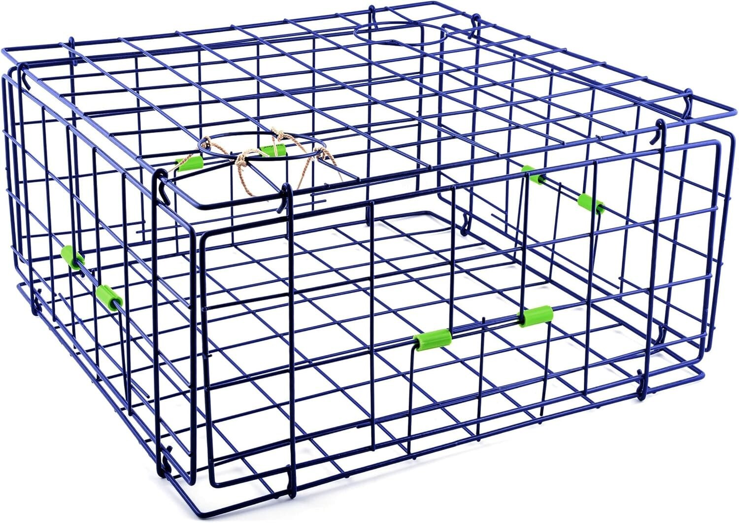 Blue 24-Inch Foldable Crab Trap with Marine-Grade Wire for Fishing Enthusiasts