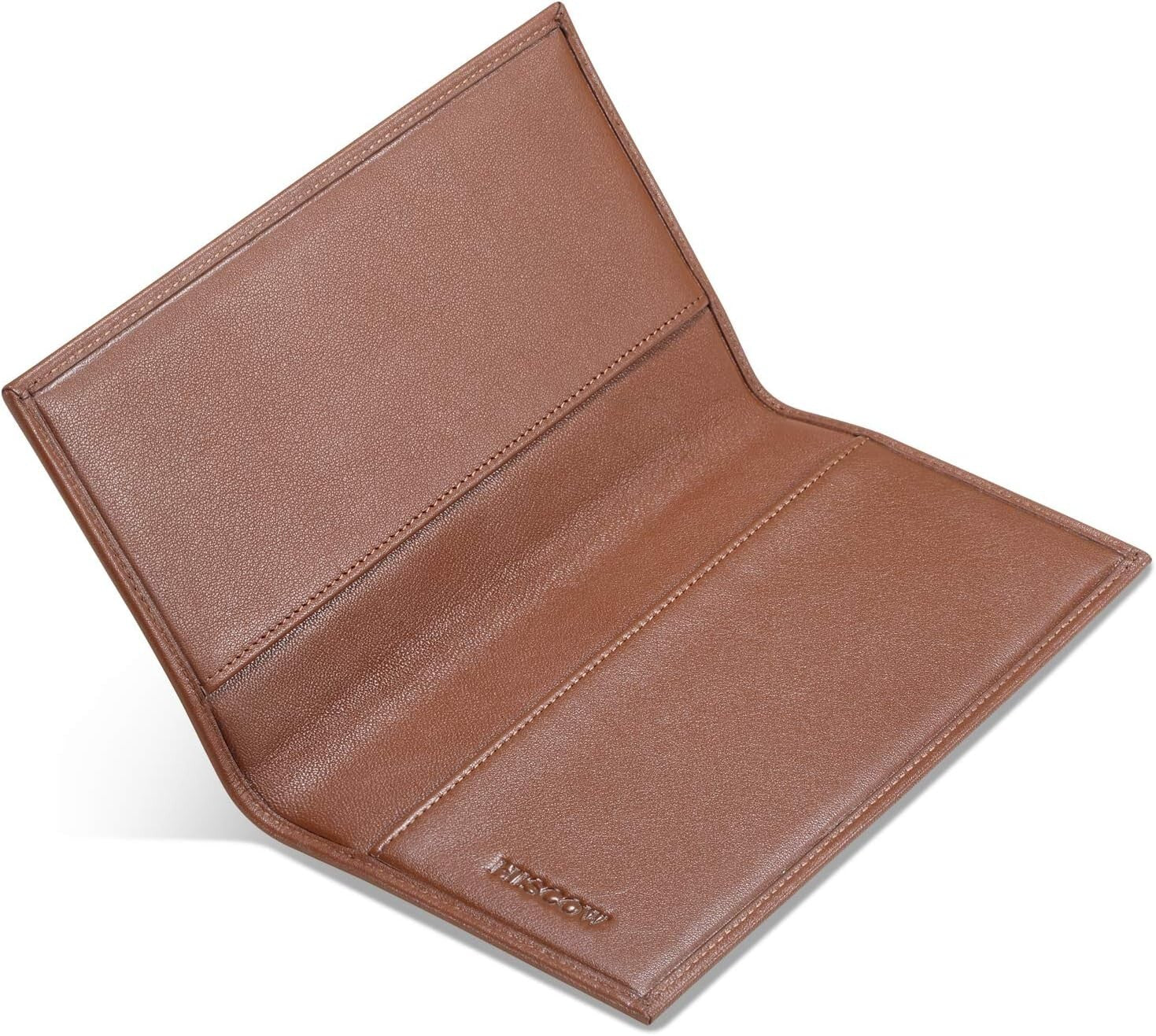 Elegant Checkbook Cover in Premium Cognac Leather - Gift-Ready Packaging