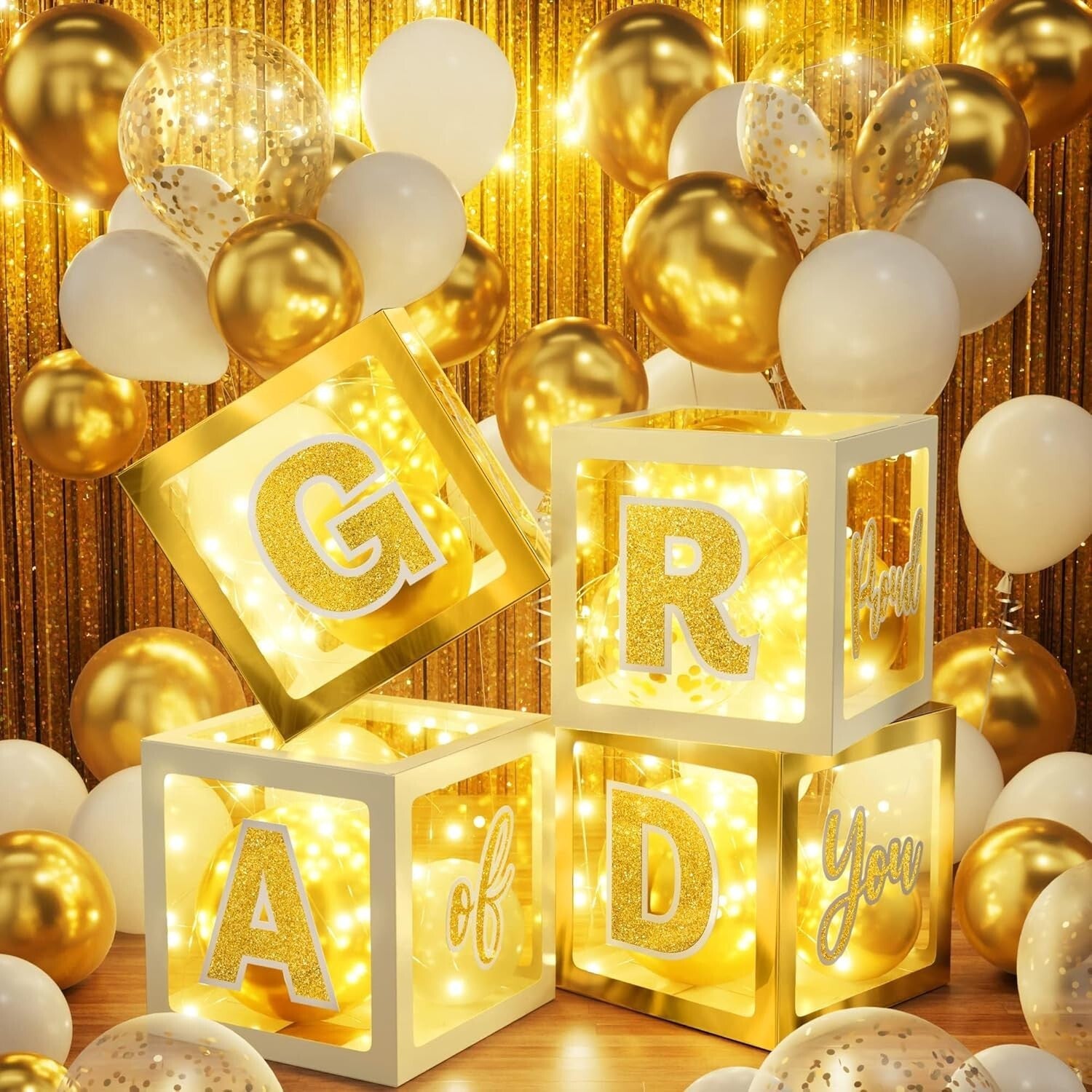 Elegant 86-Piece Graduation Party Decorations Set for Class of 2025 - White Gold