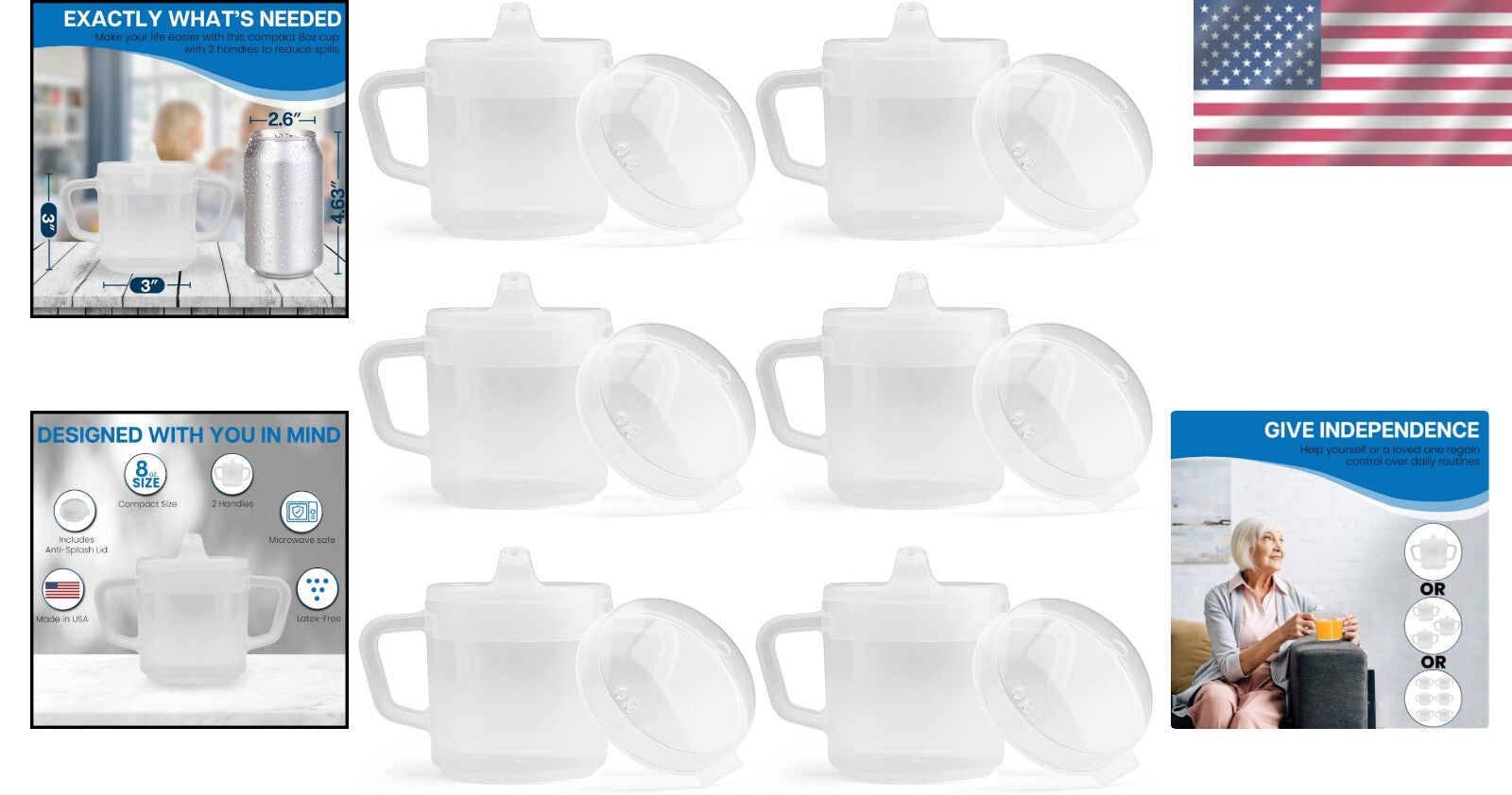 Easy Grip 8oz Adult Sippy Cup - Spill-Resistant, Perfect for Limited Mobility